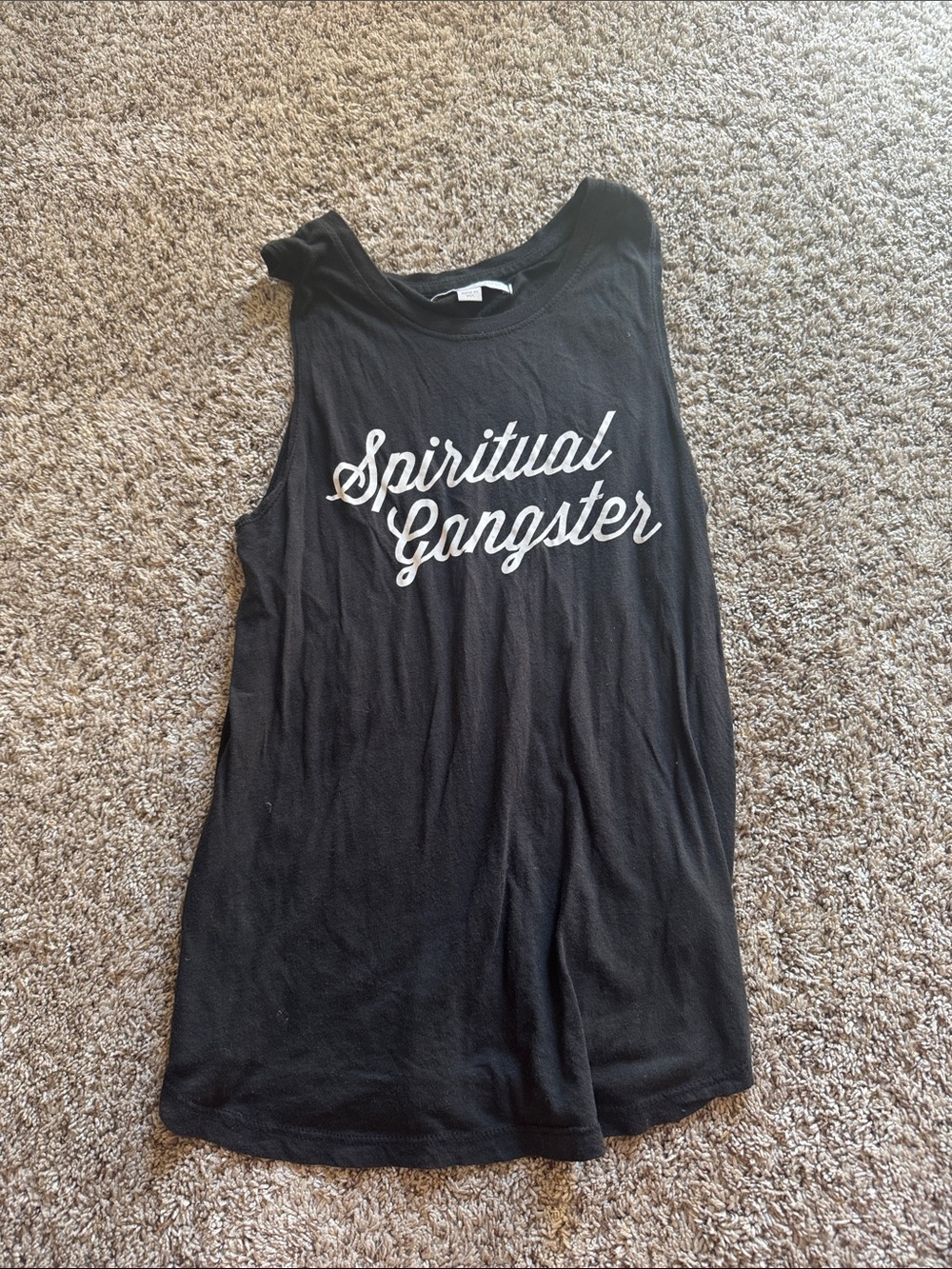 Spiritual Gangster Black Tank with White Script Logo sz. Small